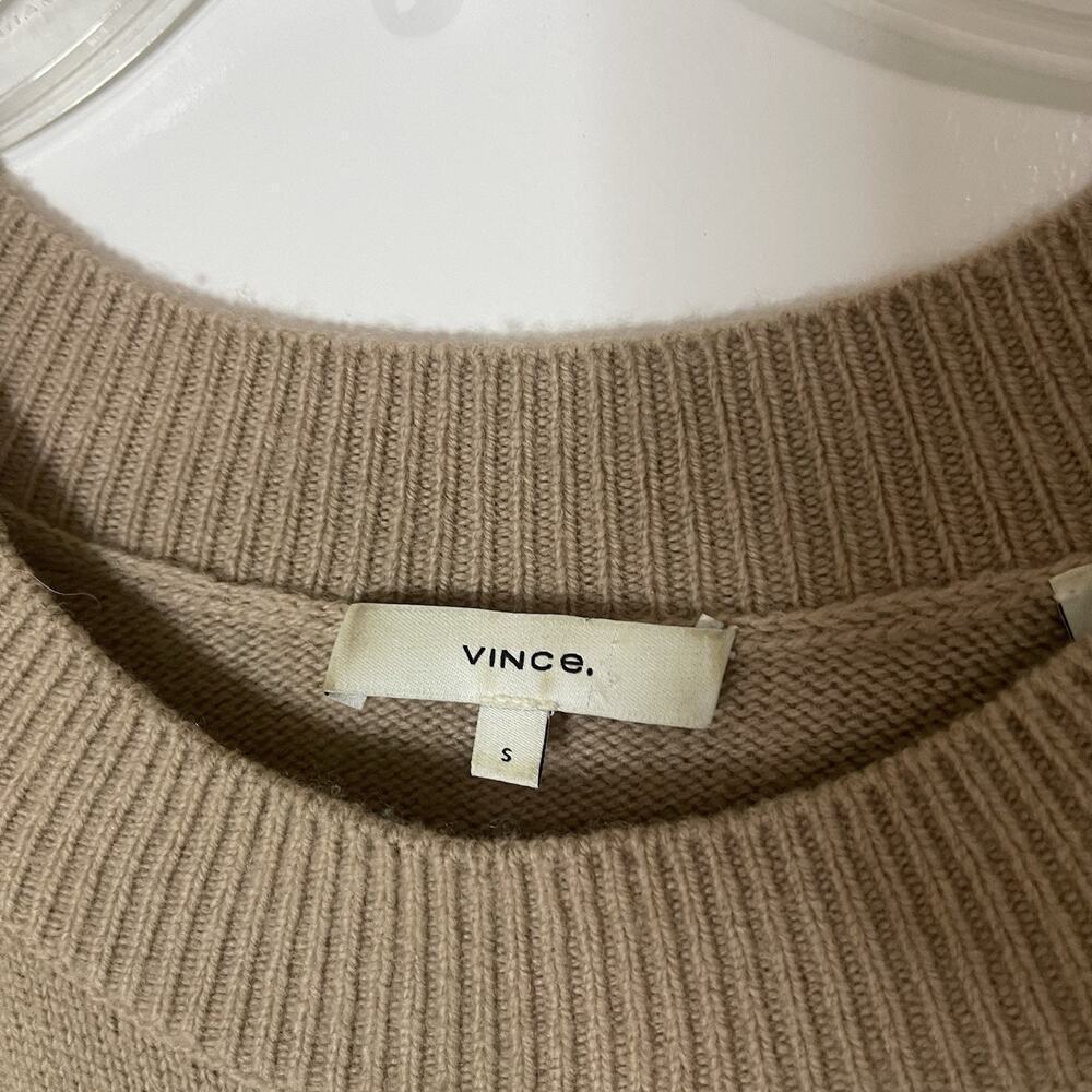 VINCE. tan brown crew neck long sleeve knit wool cashmere sweater small - Picture 2 of 5